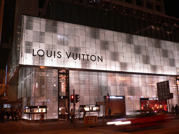 Lighted Facades at Harvey Nichols and Louis Vuitton Hong Kong