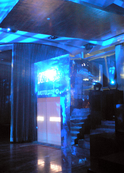 One of two D.J. booths, high above the ground.