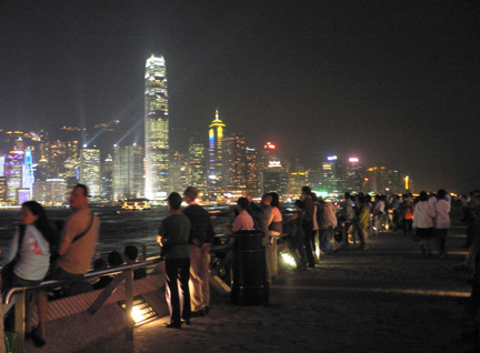 Tourists checking out the view and the light show...