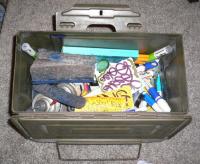 the ammo box filled with graff tools