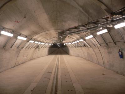 Industrial tunnel built into a mountain
