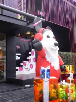 Bearbrick-like Santa welcomes visitors to Playground