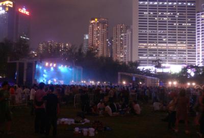 The main stage at night...